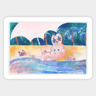 Seaside rabbit Sticker